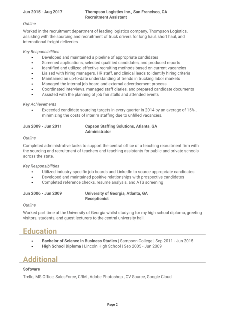 Staffing Coordinator Resume 2