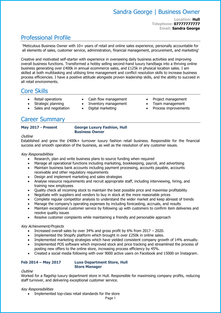 Business Management CV 1