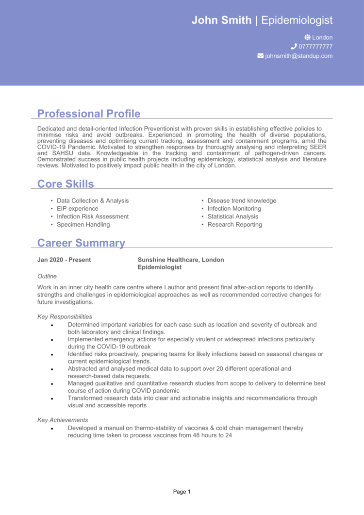 Epidemiologist CV example + guide [Land top jobs]