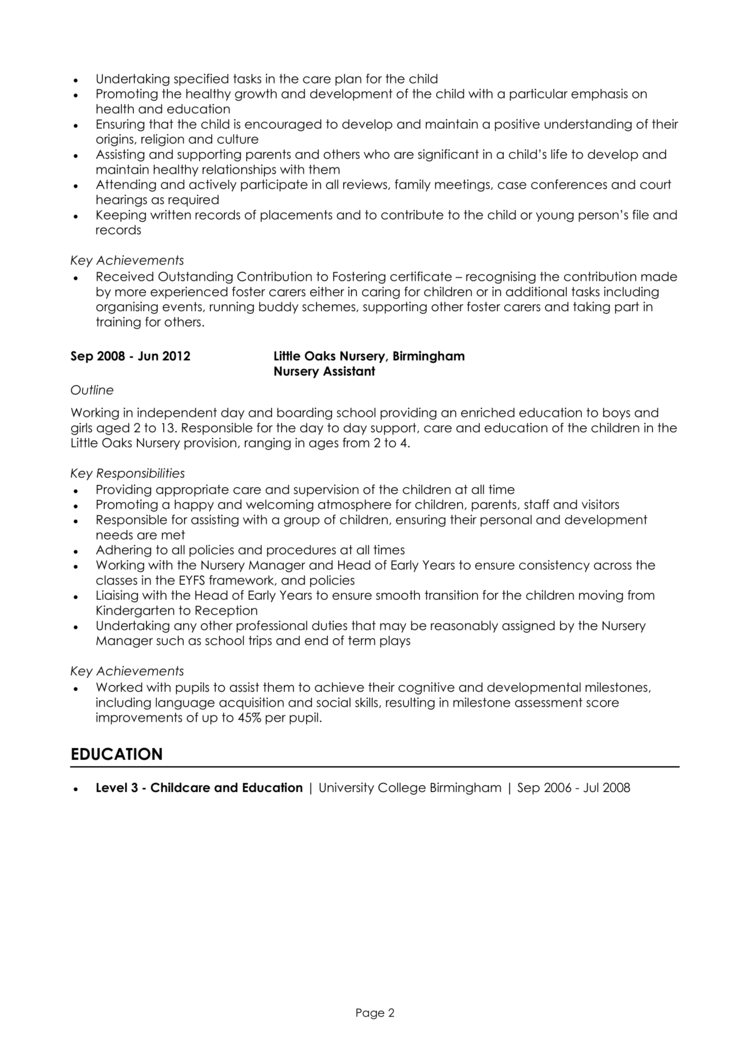 Family Carer CV 2