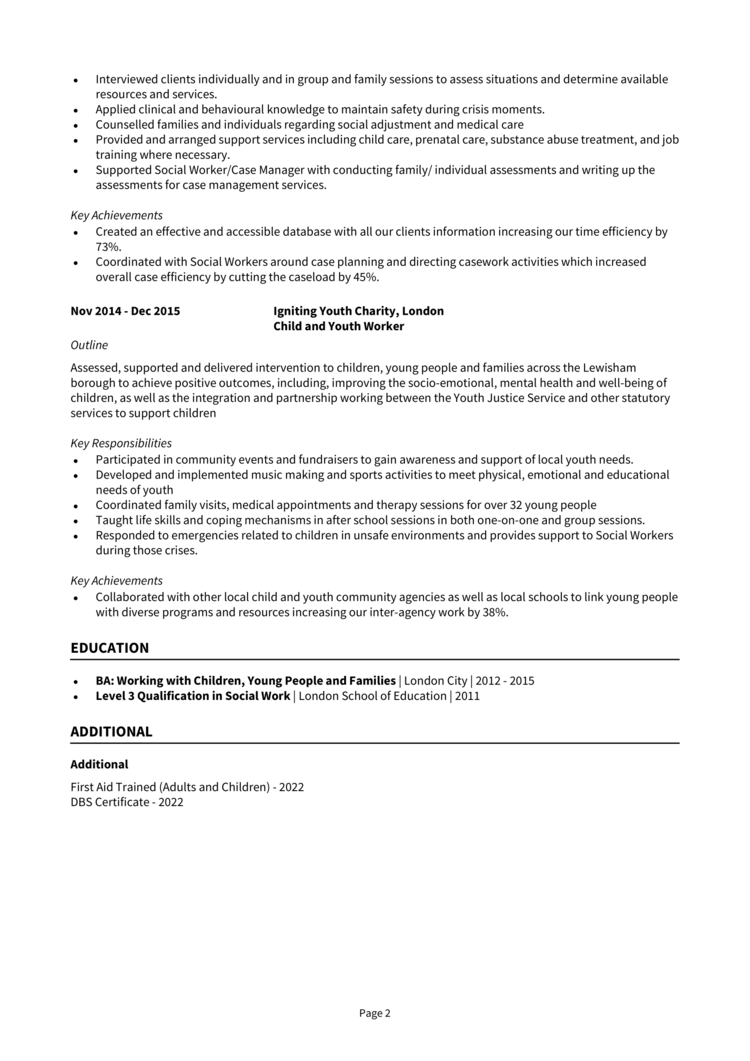 Family Support Worker CV example + guide [Get noticed]