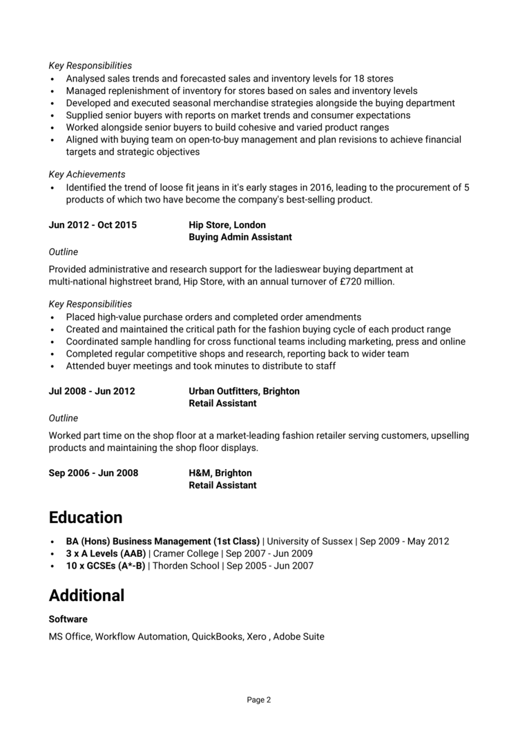 Fashion Buyer CV-2