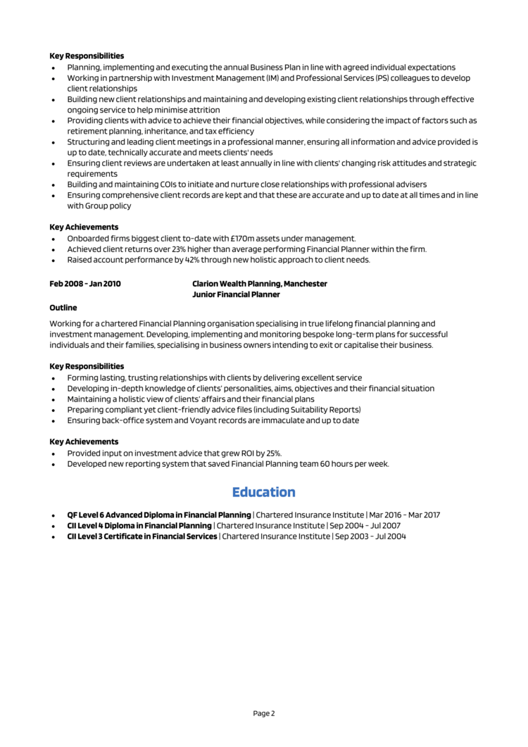 Financial Planner CV 2