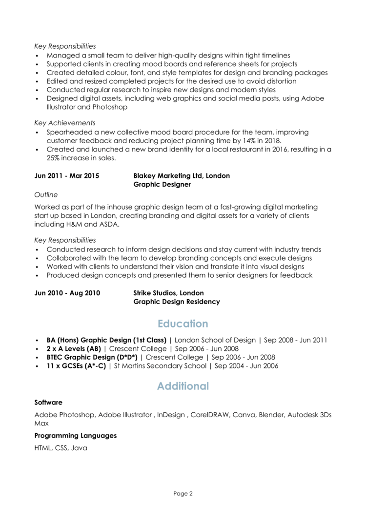 Freelance Graphic Designer CV 2