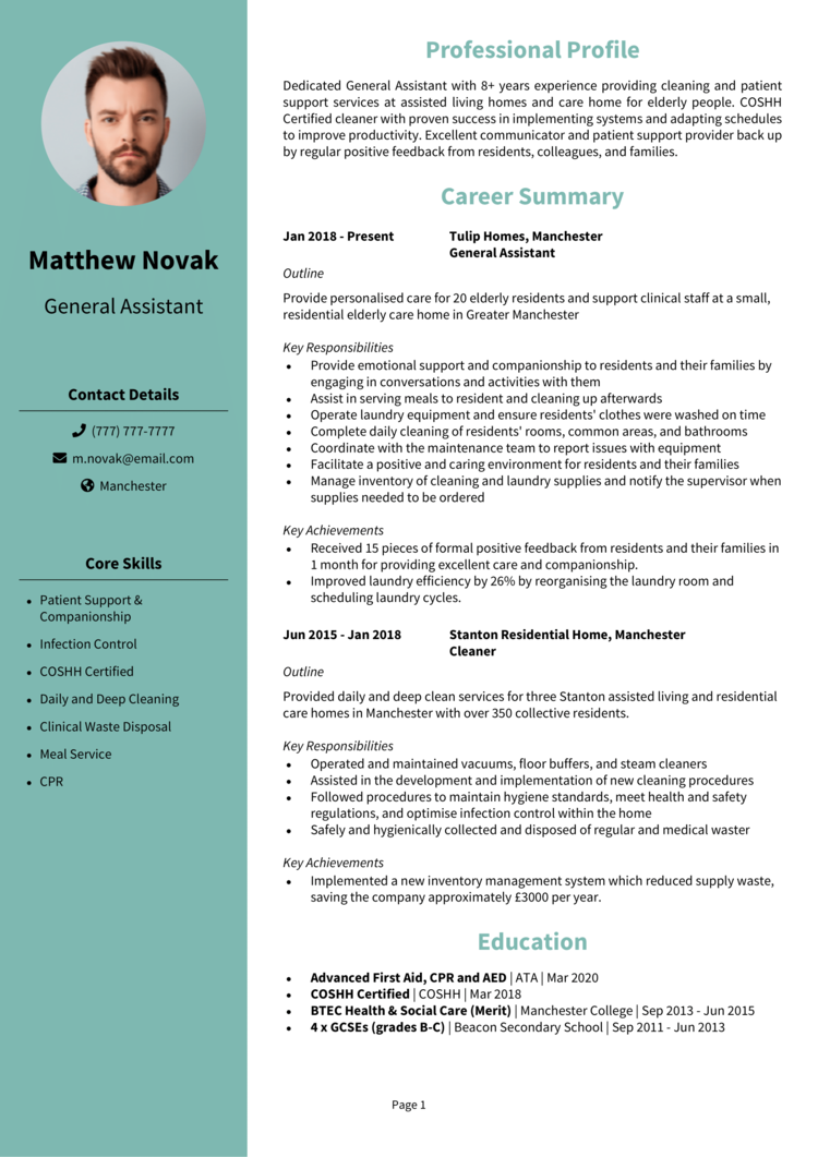 General Assistant CV 1