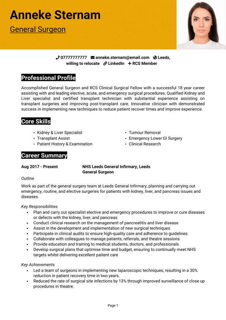 General Surgeon CV 1