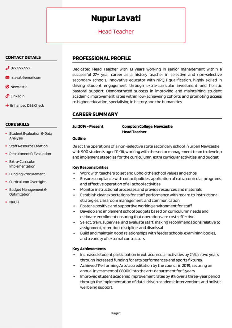 Headteacher CV 1