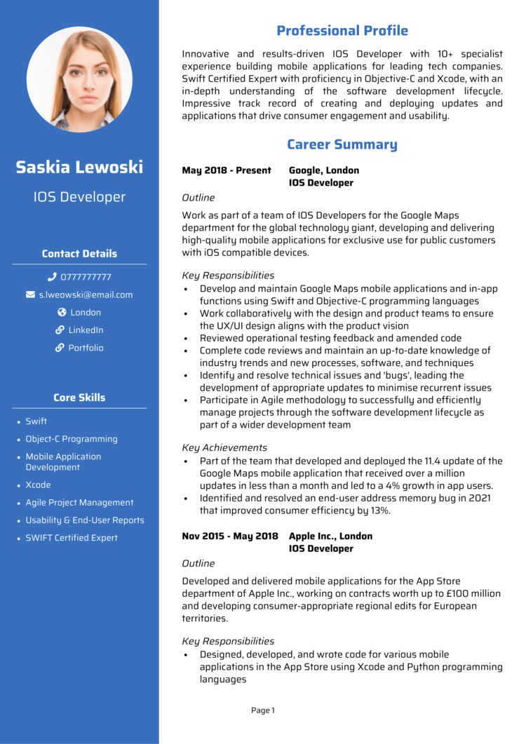 IOS Developer CV 1