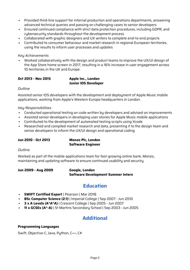 IOS Developer CV 2