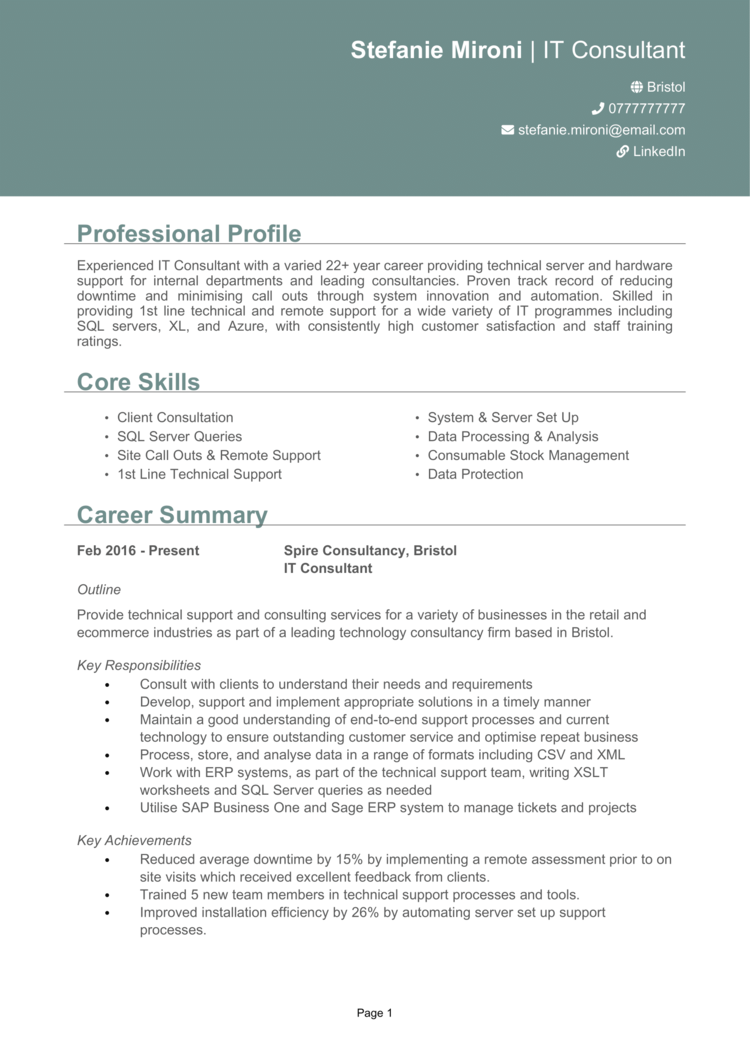 IT Consultant CV 1