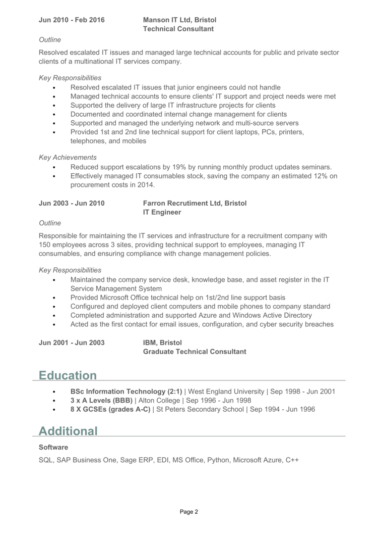 IT Consultant CV 2