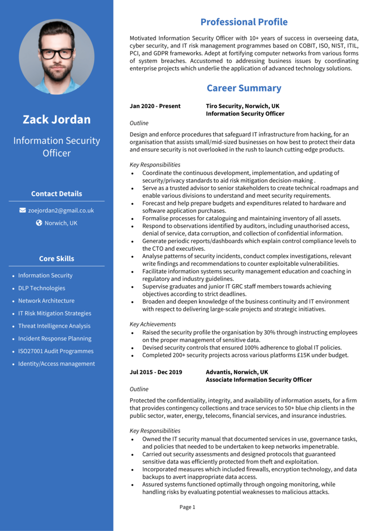 Information Security Officer CV 1 