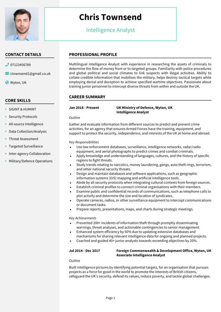 Intelligence Analyst CV 1