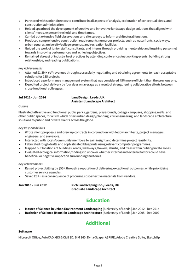 Landscape Architect CV 2