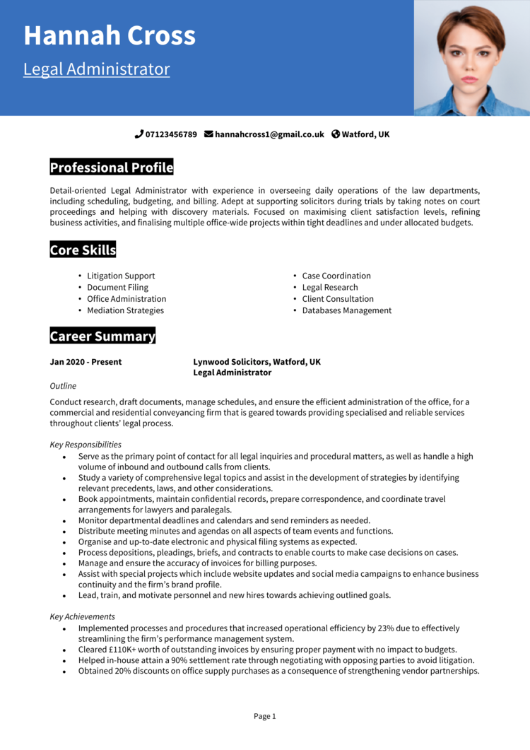 6 Administrator CV examples + guide & CV templates for 2025