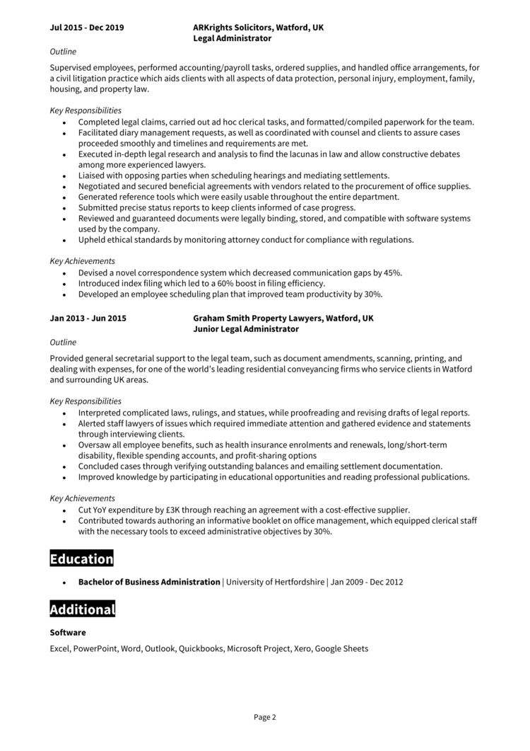 Legal Administrator CV 2