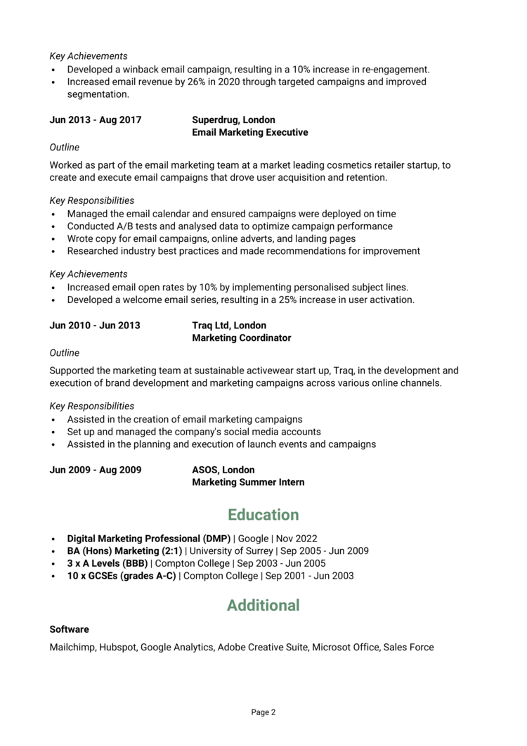 Maternity Leave CV 2