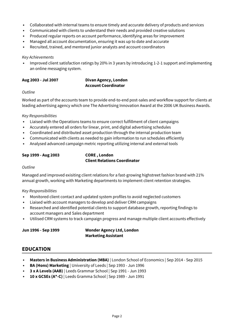 National Account Manager CV 2