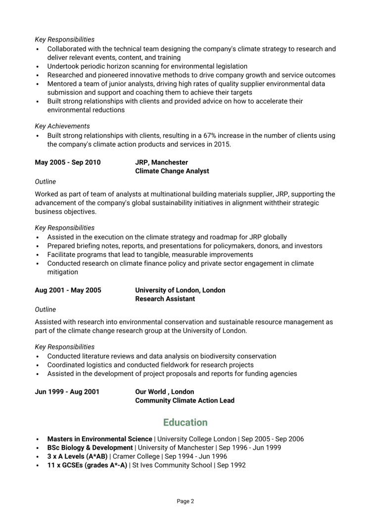 Policy Advisor CV 2