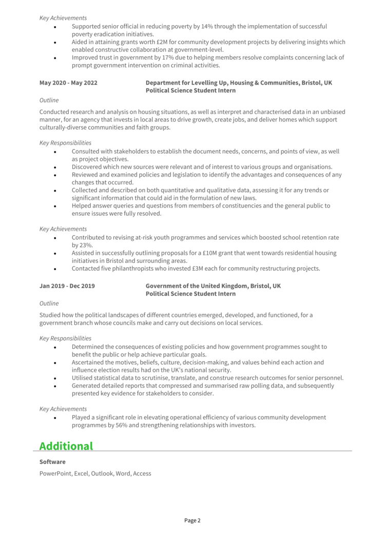 Politics Graduate CV 2