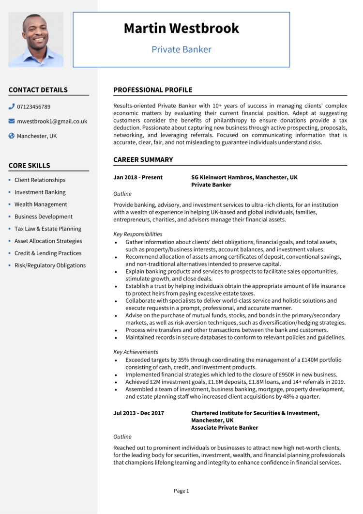 Private Banker CV 1