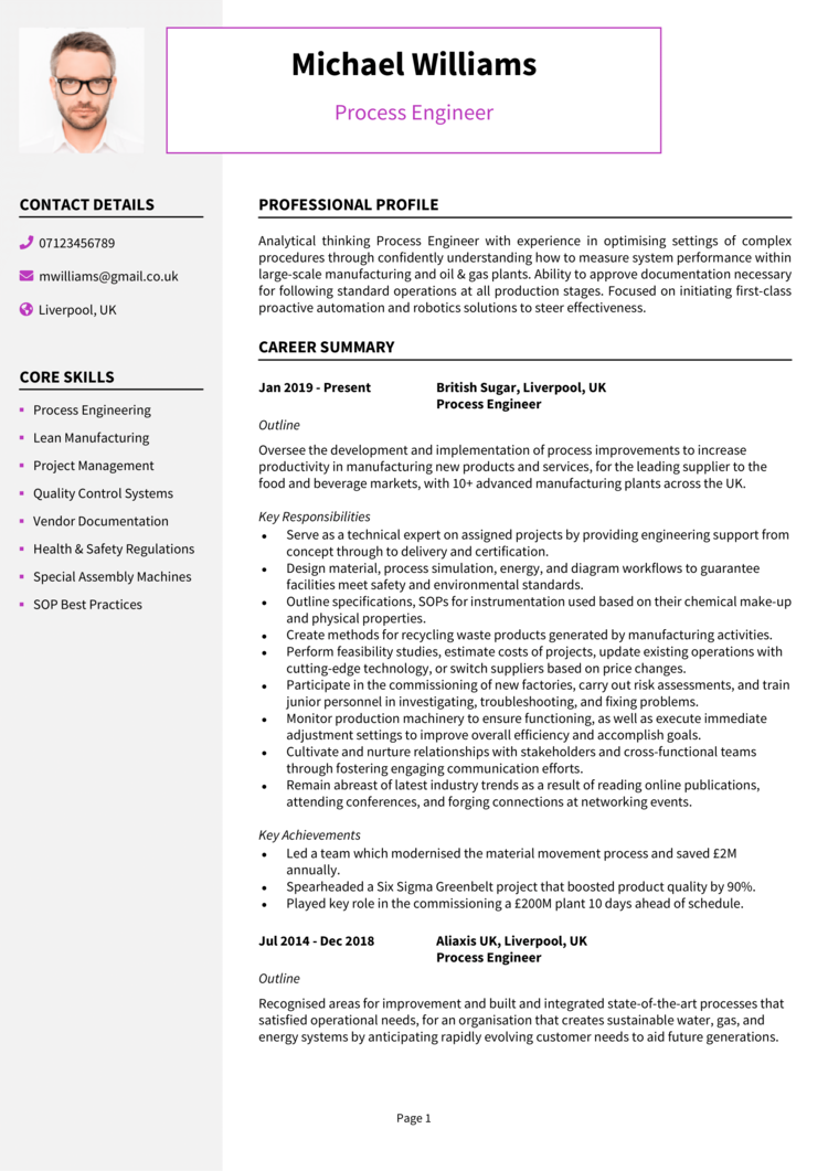 Process Engineer CV 1