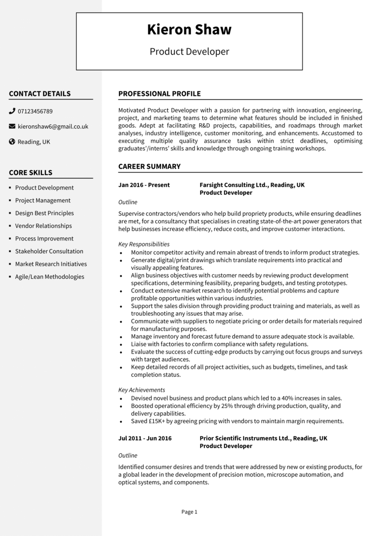 new product introduction resume