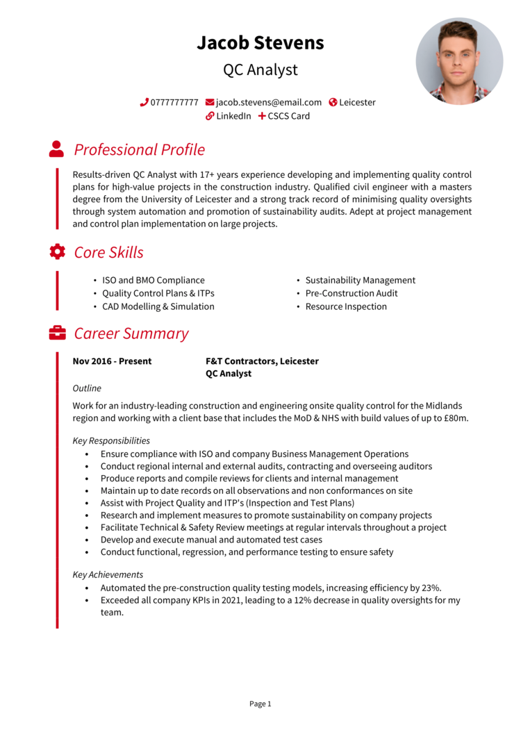 QC Analyst CV 1