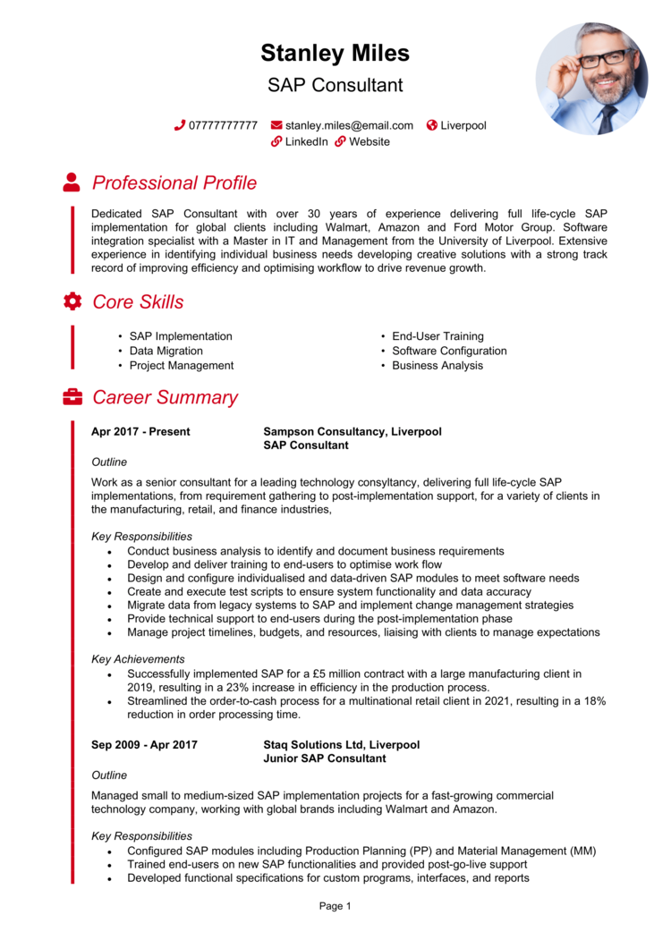 SAP Consultant CV 1