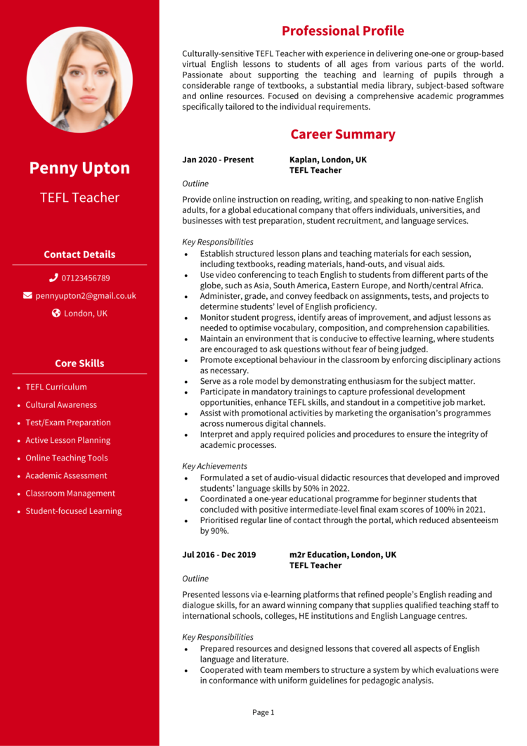 TEFL CV 1