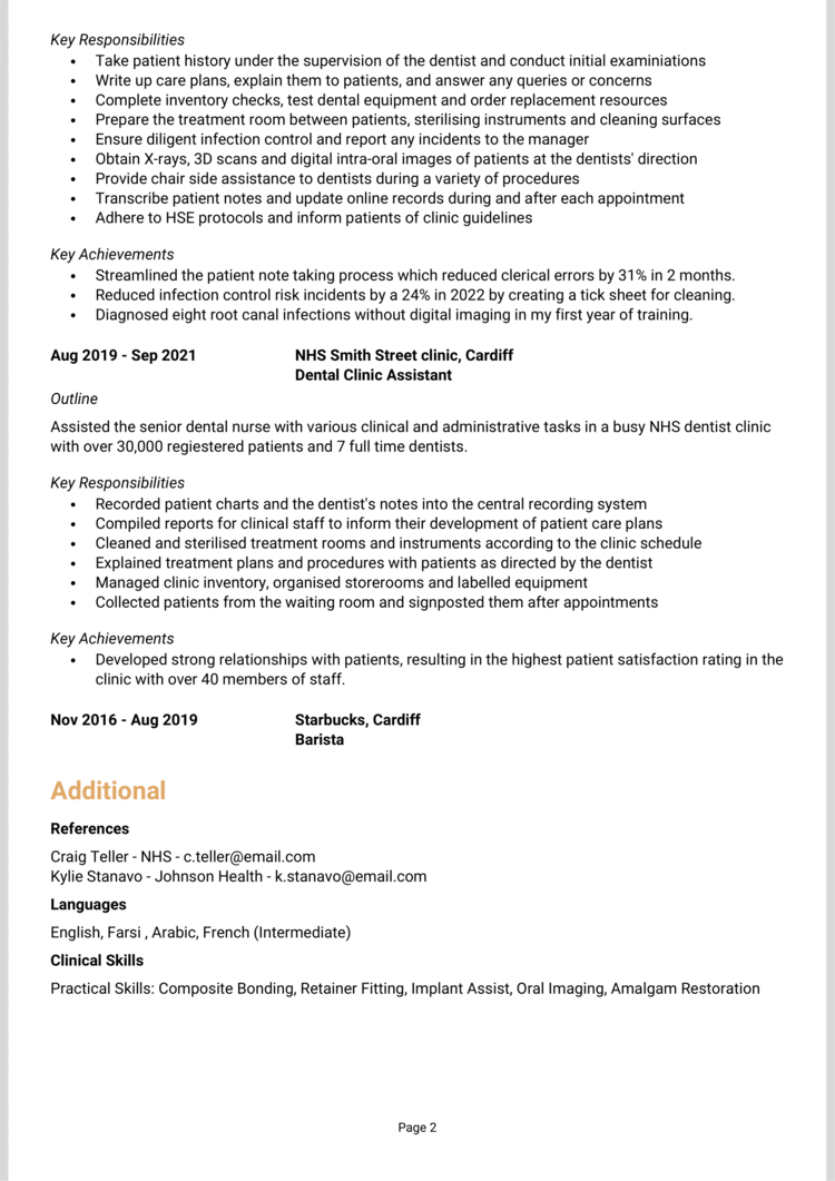 Trainee Dental Nurse Cv Example Guide Get Hired Fast 4804