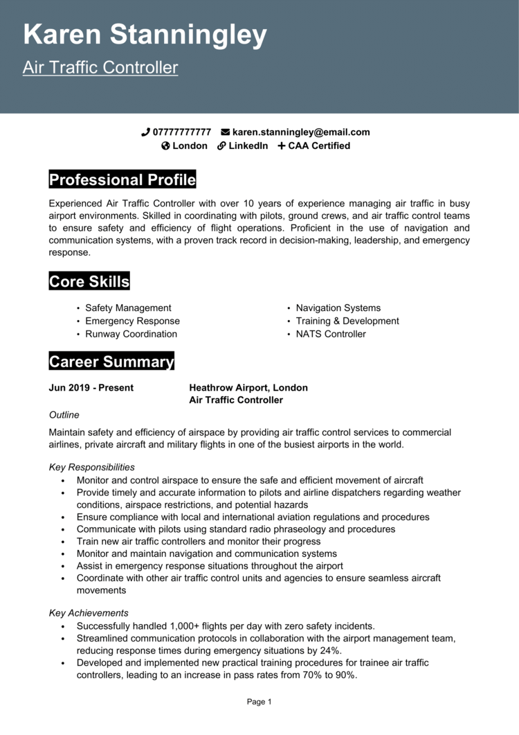 Air Traffic Controller CV 1