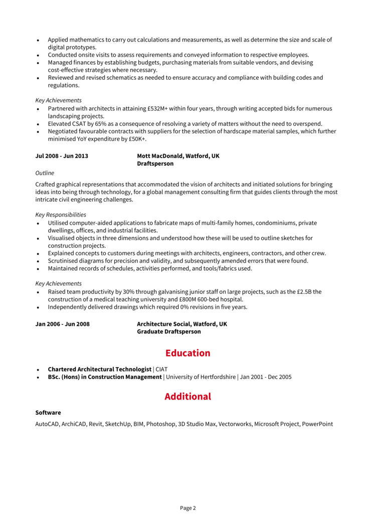 Architectural Technician CV 2