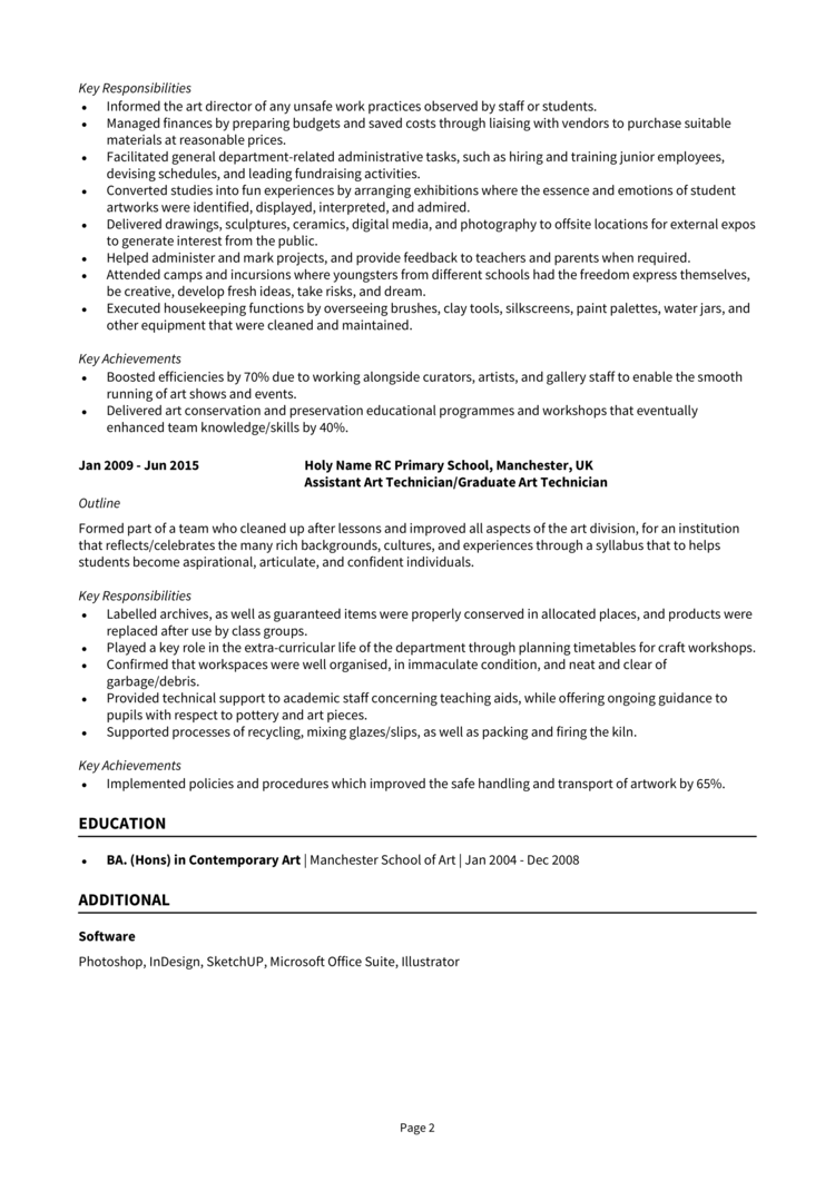 Art Technician CV 2