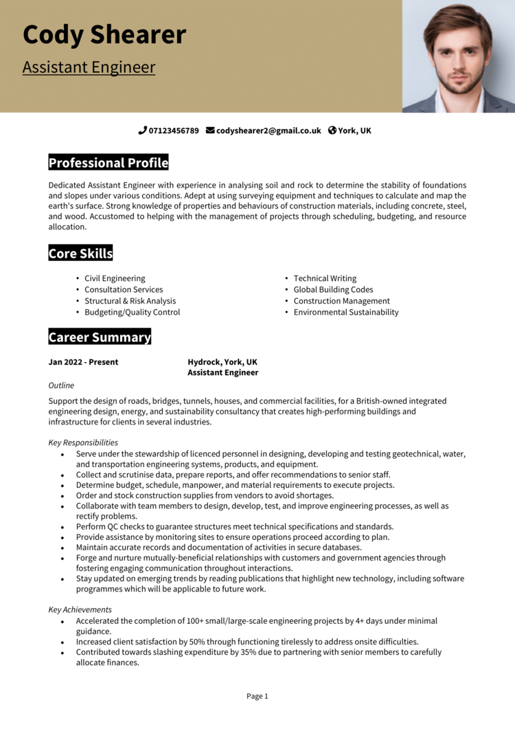 Assistant Engineer CV 1