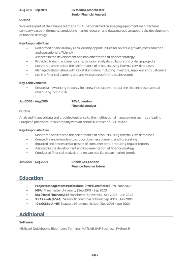 Assistant Finance Manager CV 2