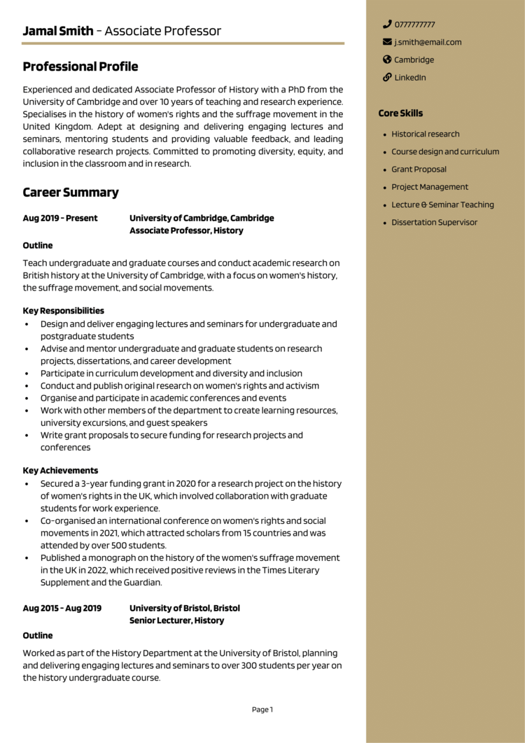 Associate Professor CV 1