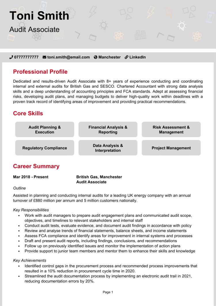 Audit Associate CV 1