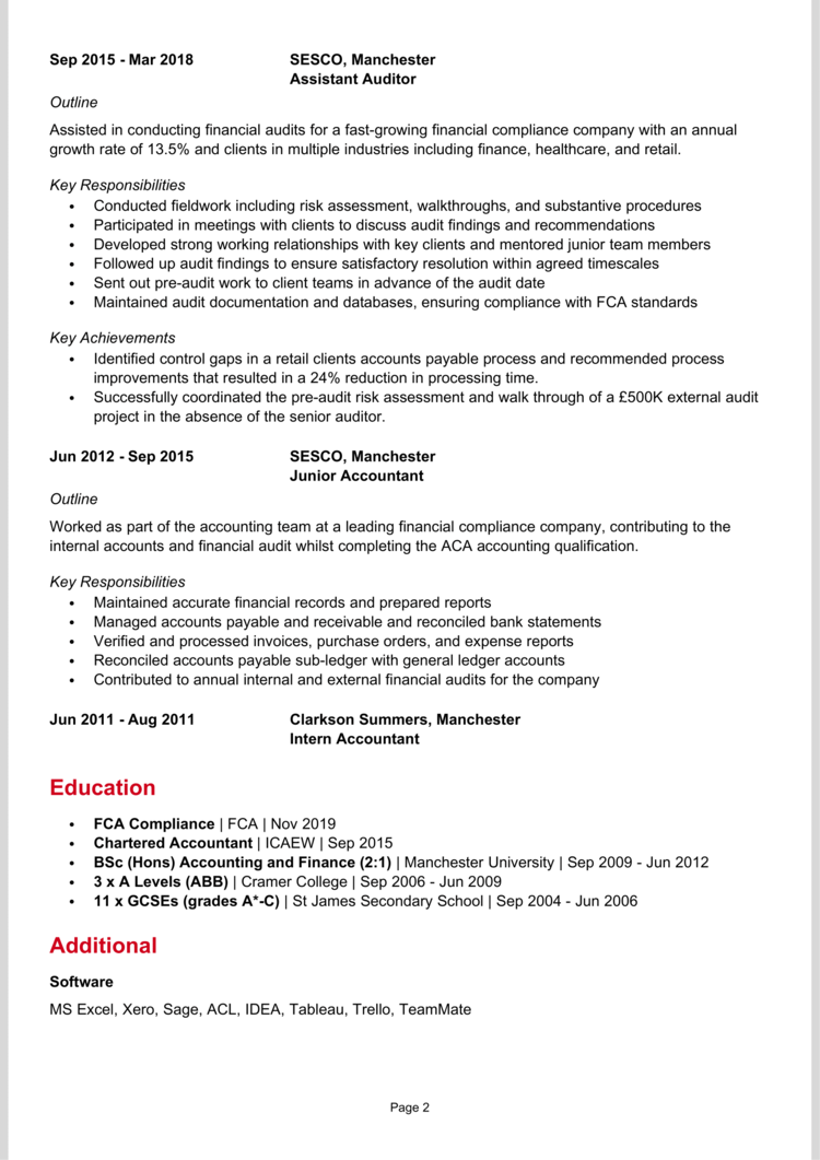 Audit Associate CV 2