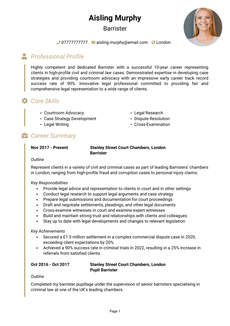 Barrister CV 1