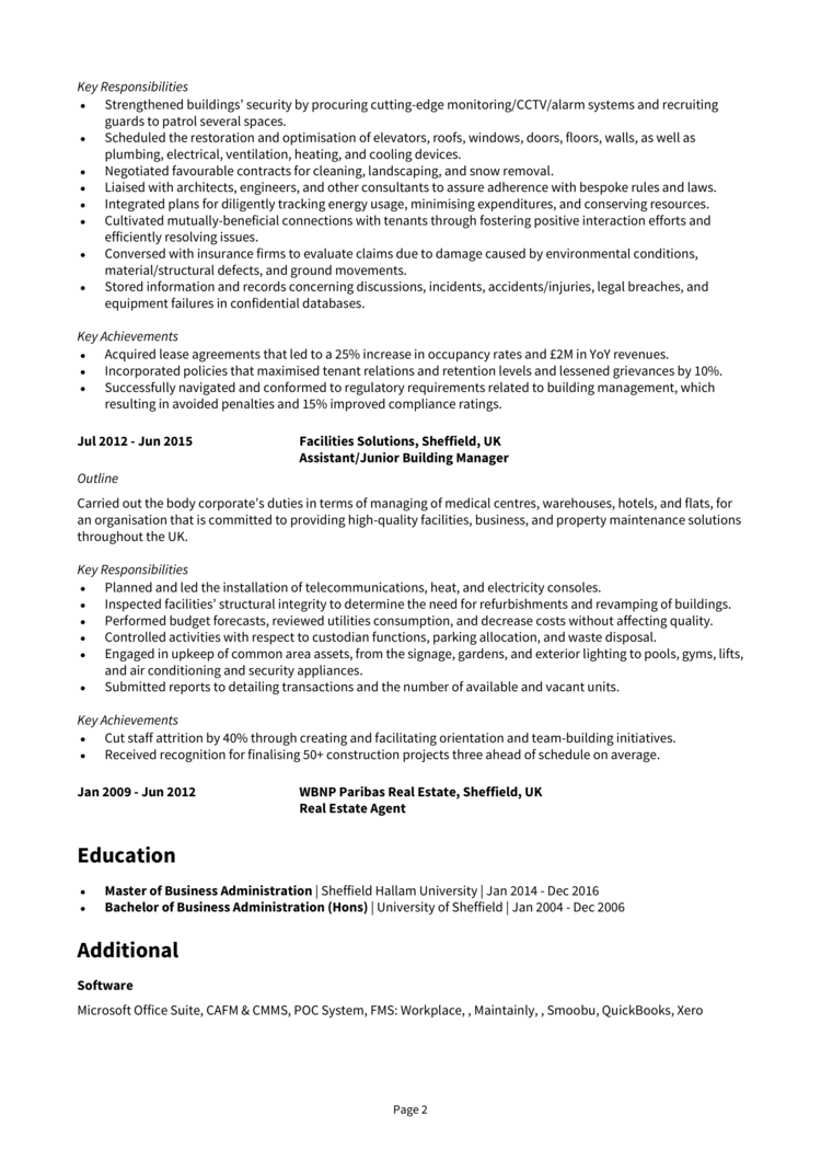 Building Manager CV 2