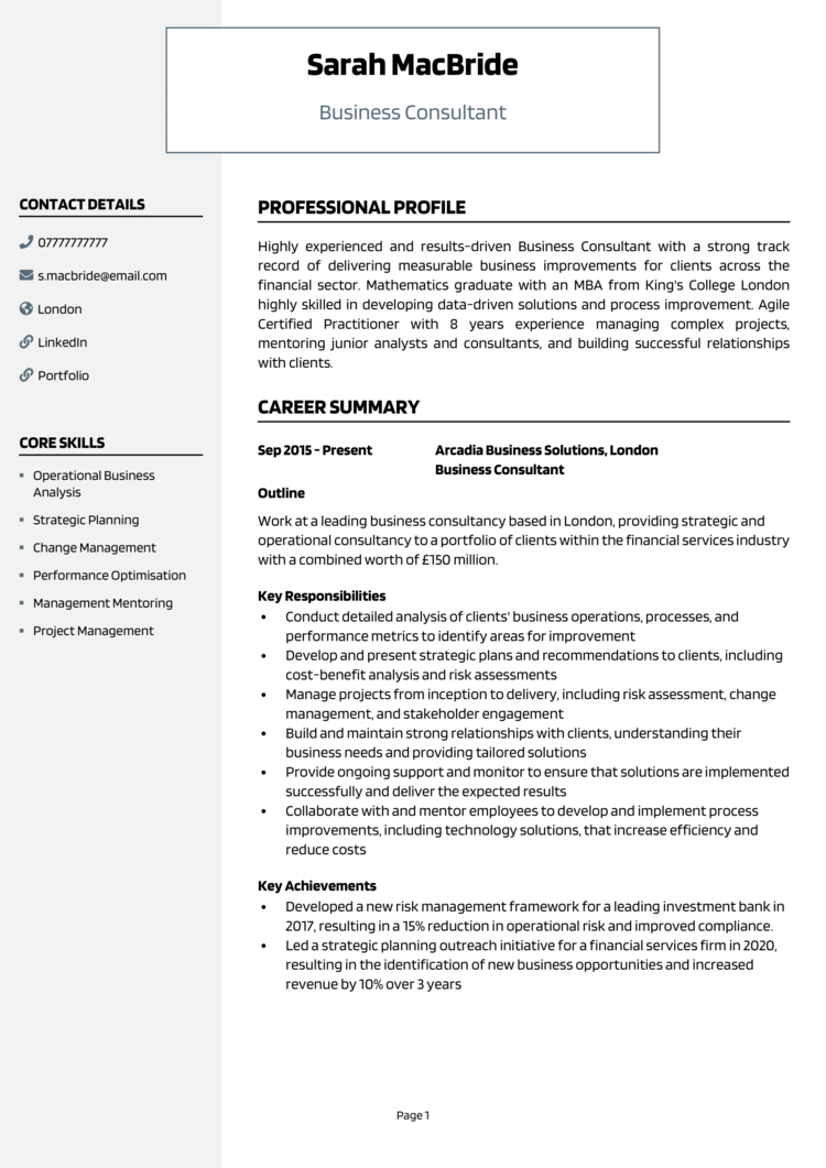 Business Consultant CV 1