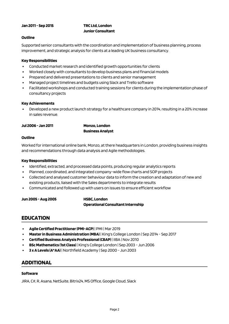 Business Consultant CV example + guide [Land top jobs]