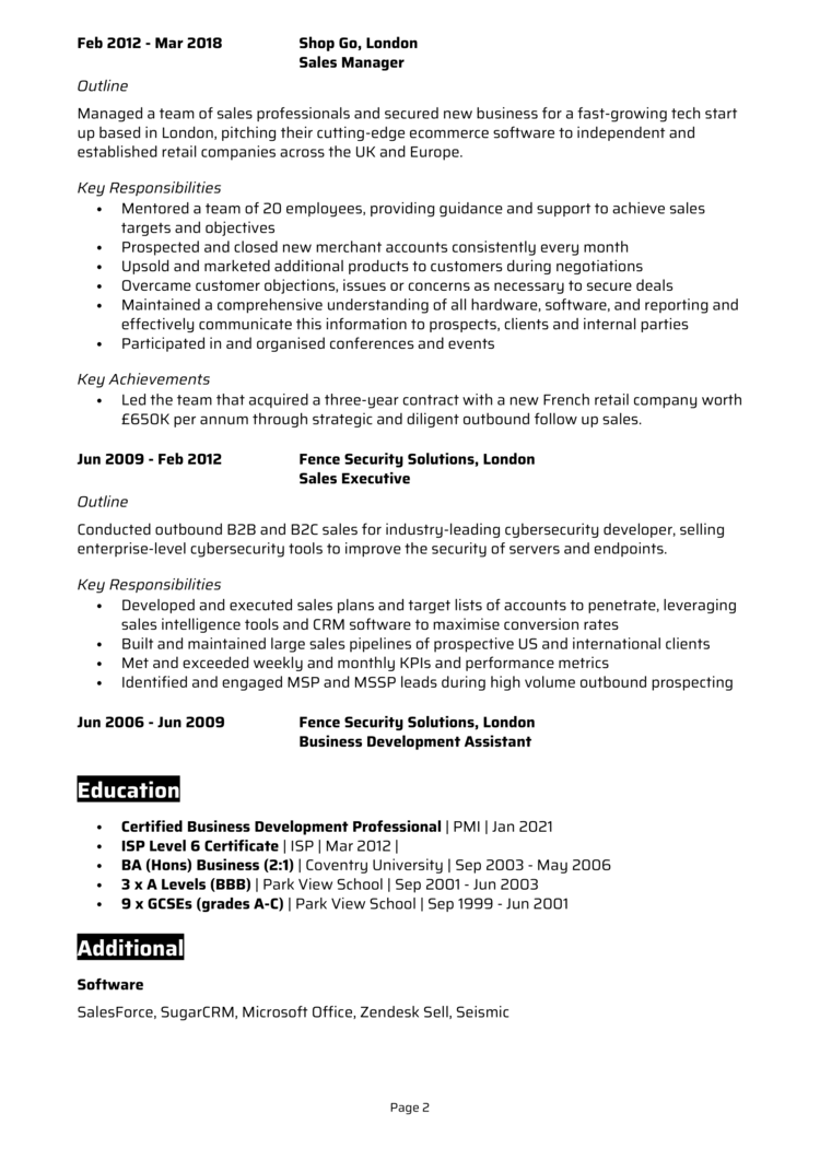 Business Development Consultant CV 2