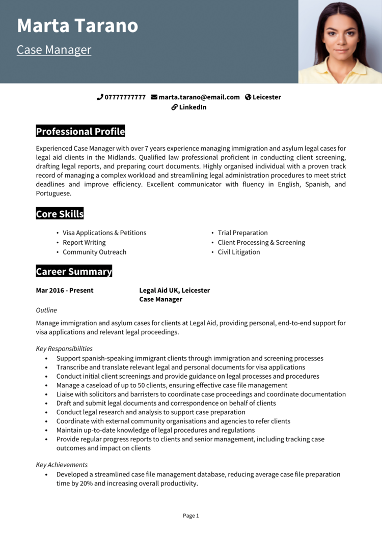 Case Manager CV 1