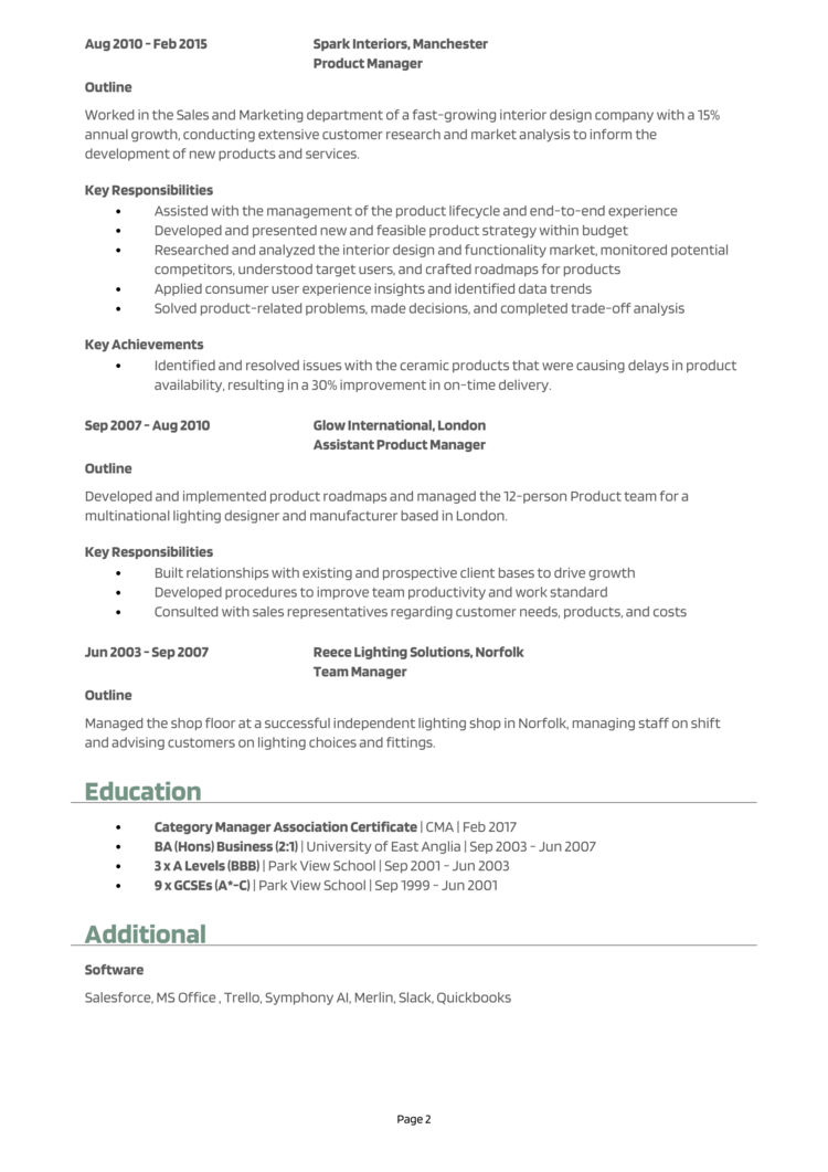 Category Manager CV 2