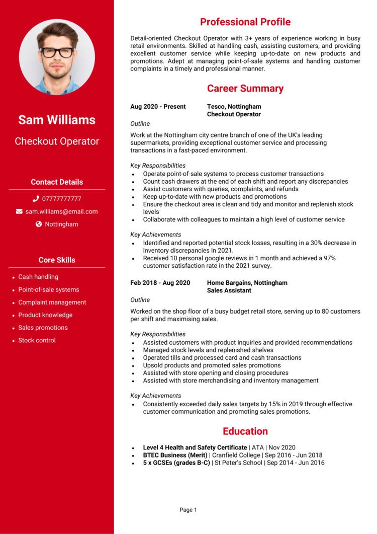 Checkout Operator CV 1