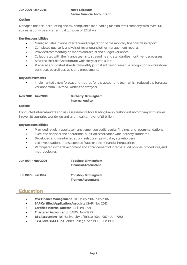 Chief Accountant CV 2