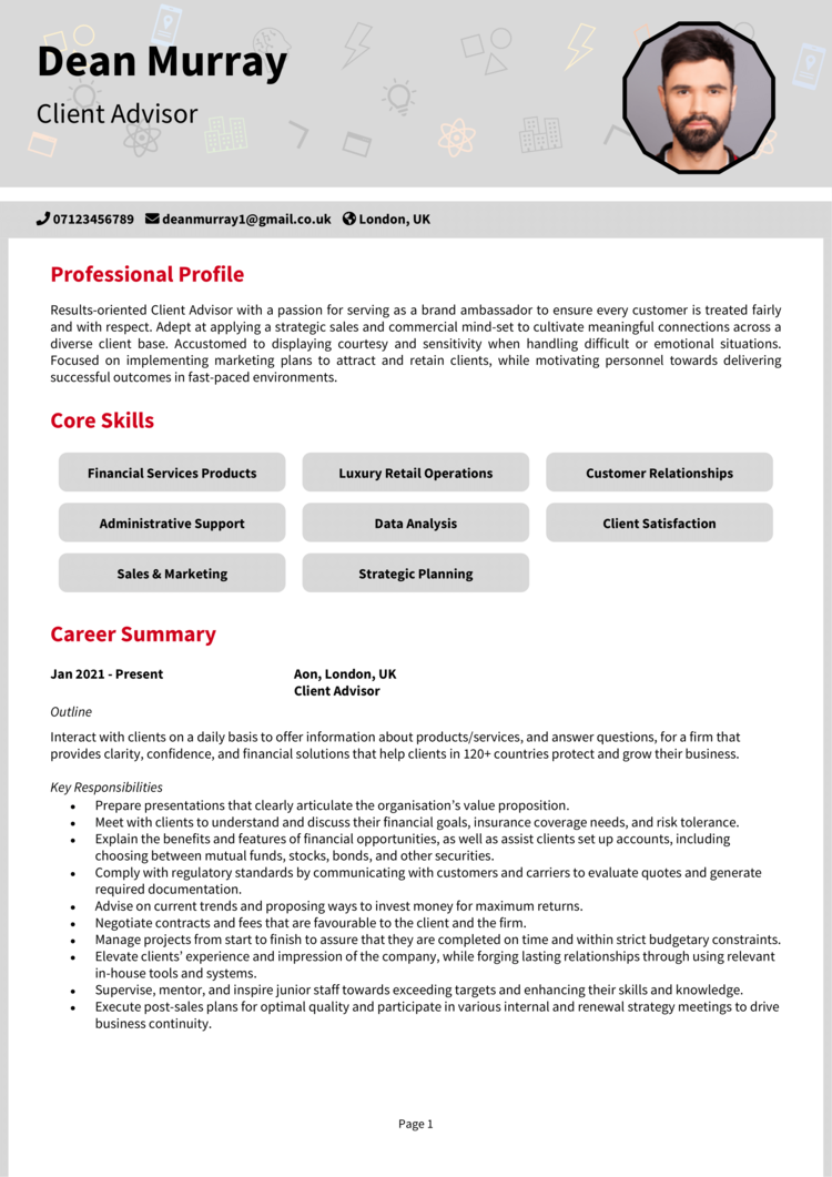 Client Advisor CV 1