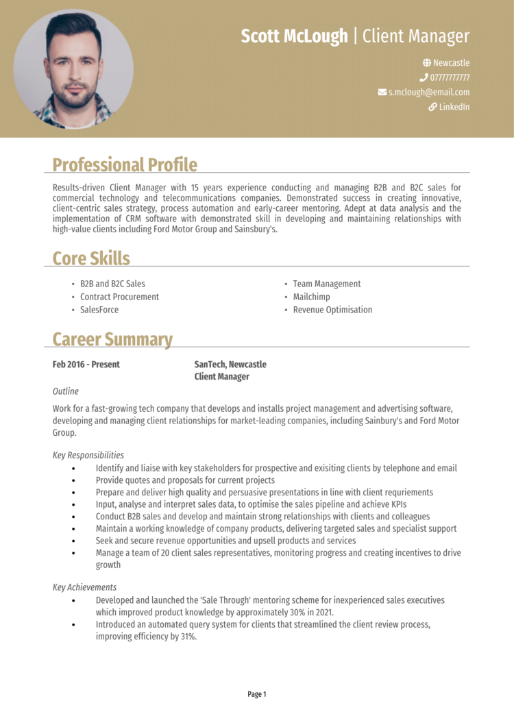 Client Manager CV 1